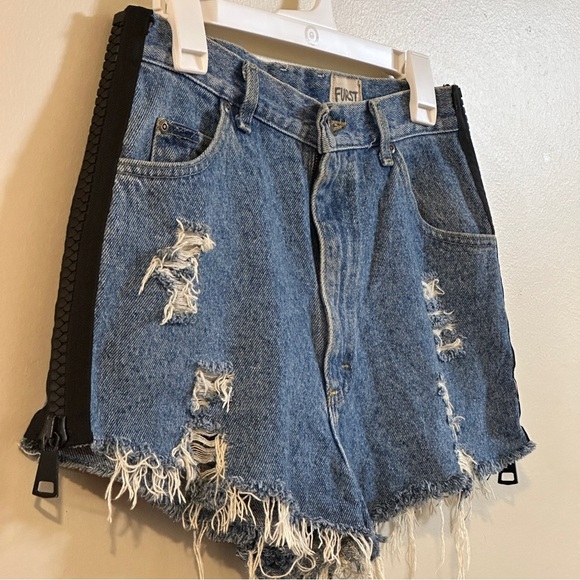 Furst of a Kind Denim Distressed Blue Shorts - Picture 3 of 9